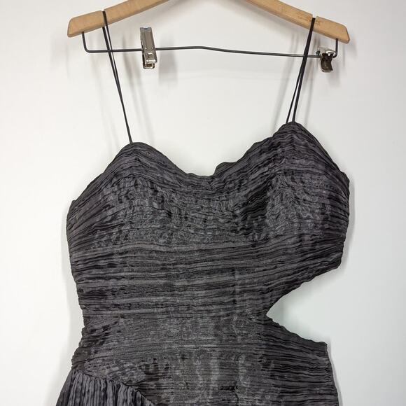 Aje Laurier Wave Maxi Dress Cutout Plisse Organza Black Gown Size 10 US NWT - Picture 7 of 12